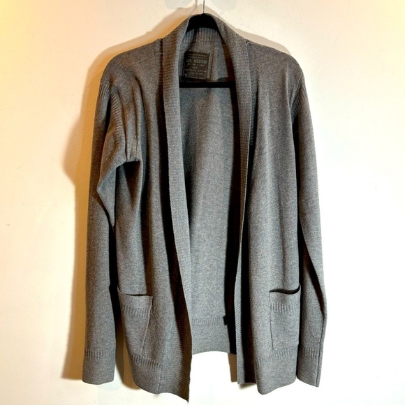 ALL SAINTS Sz M Open Front Patch Pockets Grandpa Core Super Soft Cardigan Flaw - Picture 1 of 7